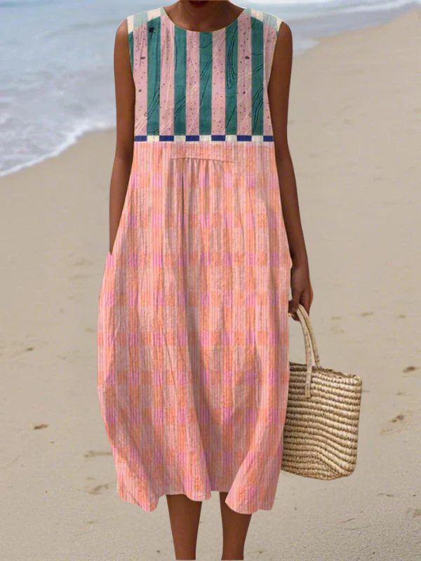 Lily | Vestido Midi Listrado em Tons Pastel
